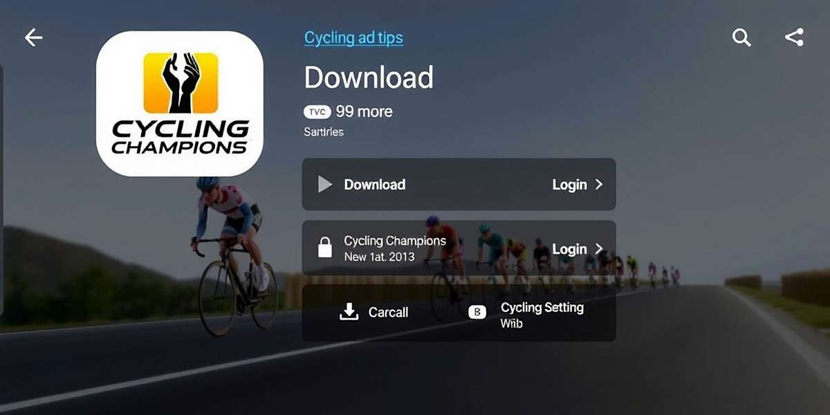 Cycling Champions - Mobile Interface Cycling Champions mobile app interface showing download and login options